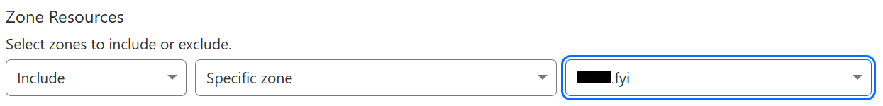Selecting the Zone Resources for API token Selecting the Zone Resources for API token.