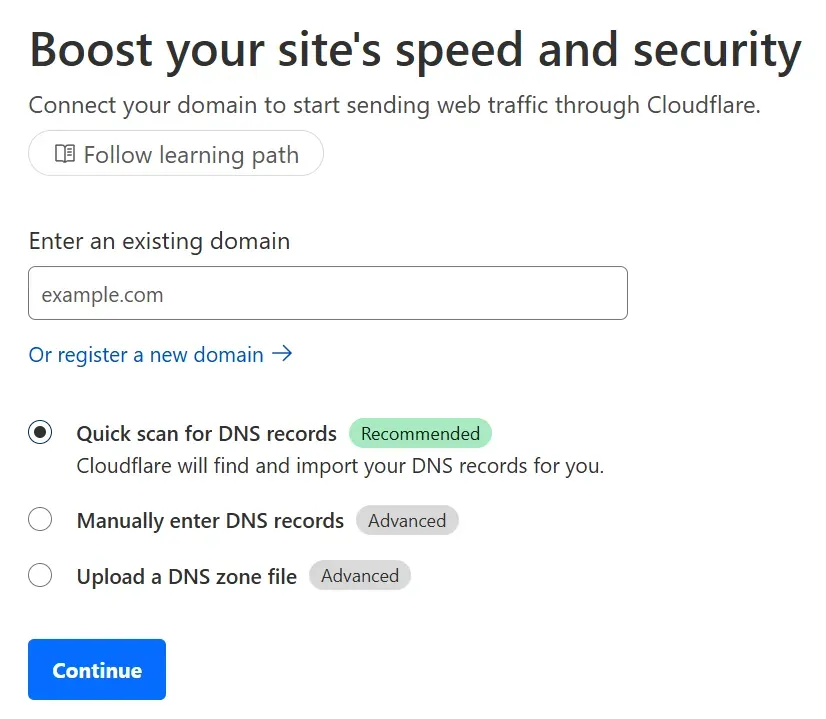 A screenshot of the Cloudflare web-based user interface