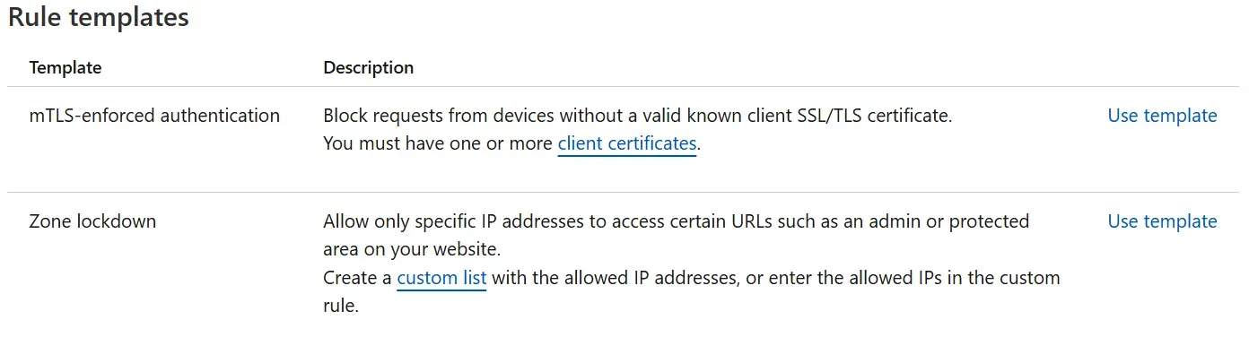 Zone lockdown template.