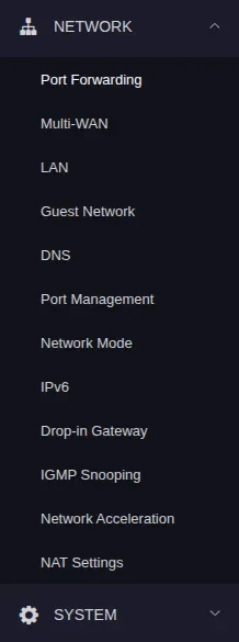 A screenshot of the GL.iNet Flint 2 router's web-based user interface, port forwarding settings