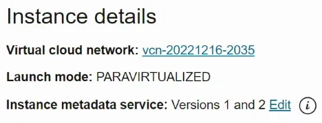 A screenshot of the Oracle Cloud Infrastructure web-based user interface
