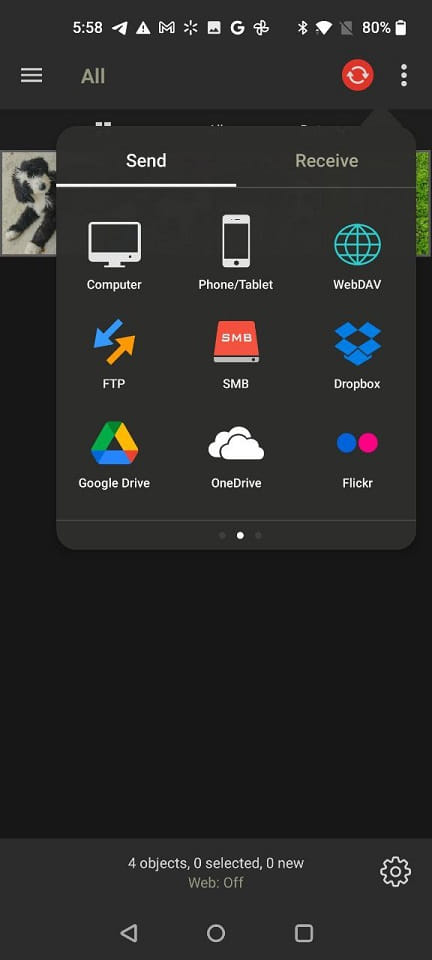 Transfering photos in PhotoSync Transfering photos in PhotoSync.