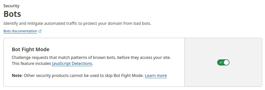 Enable bot fight mode on WAF.