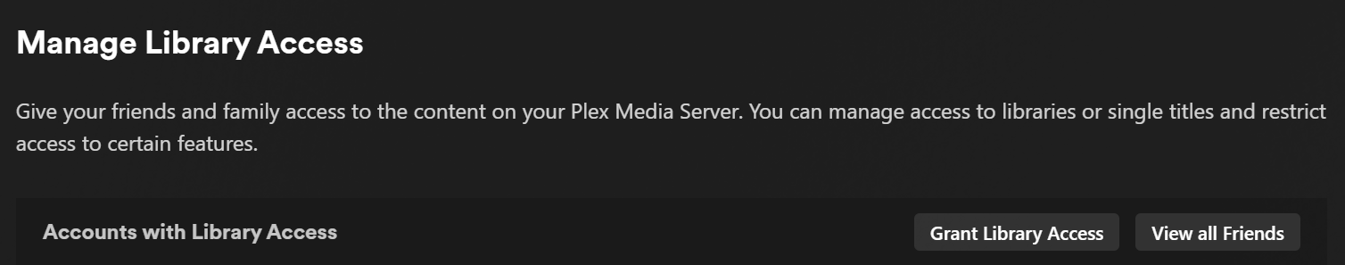 Managing library access in Plex Managing library access in Plex.