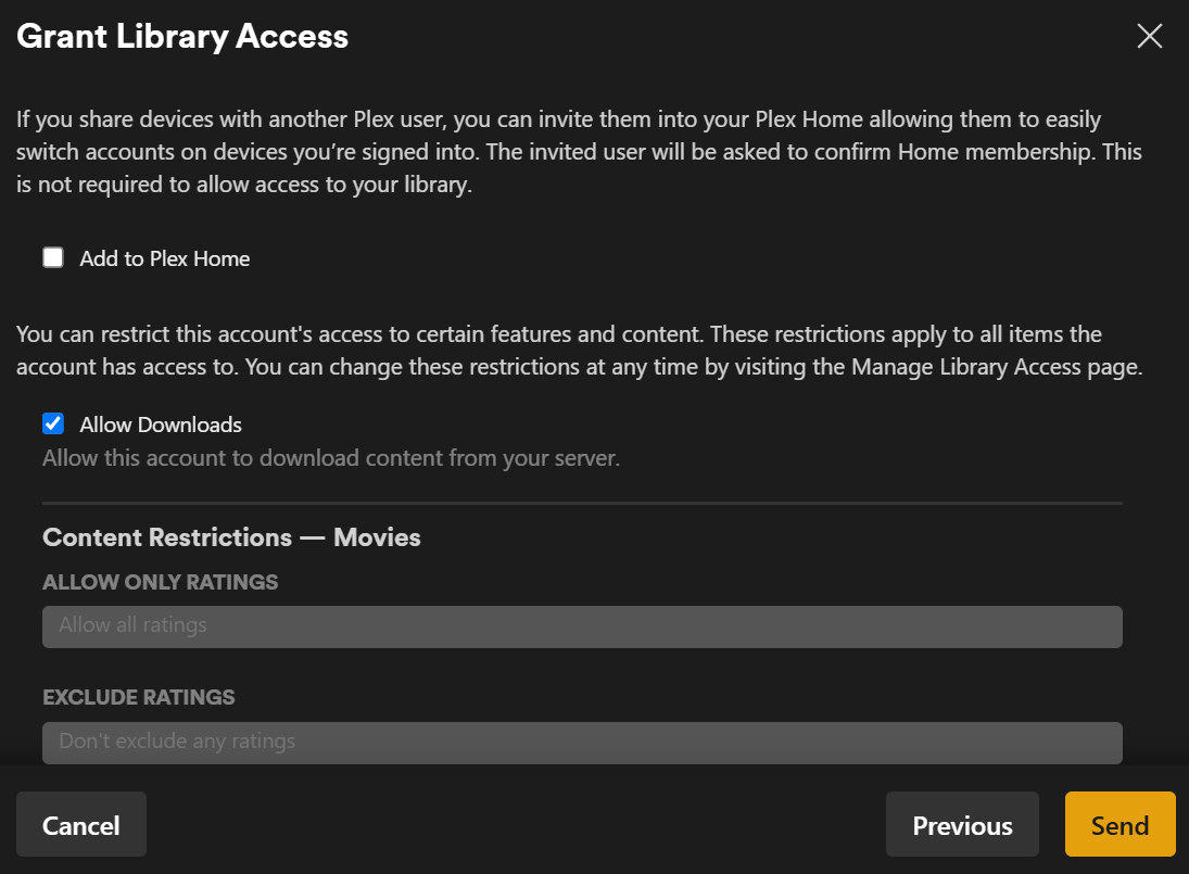 Plex Pass options when sharing libraries Plex Pass options when sharing libraries.