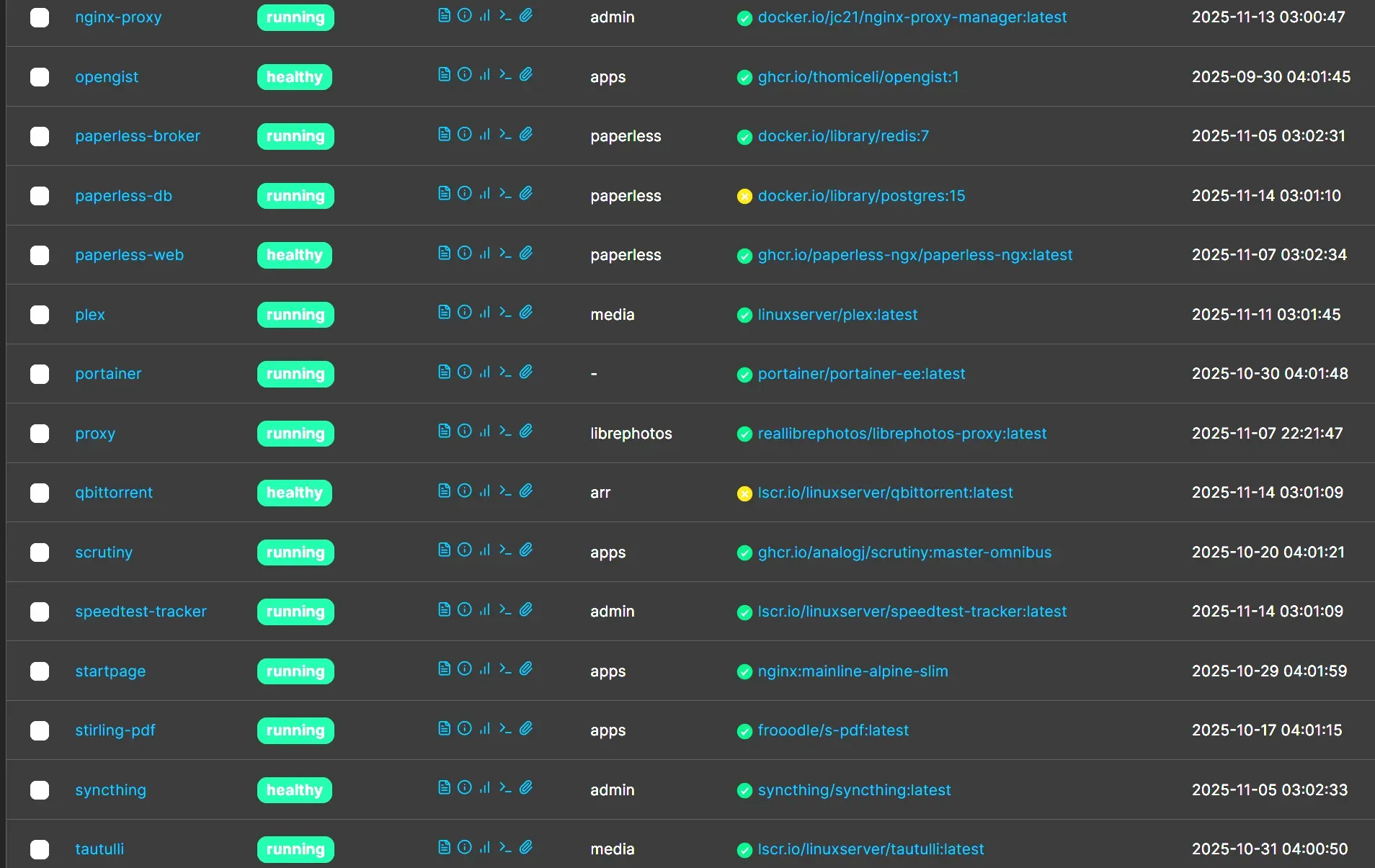 A screenshot of the Portainer web-based user interface