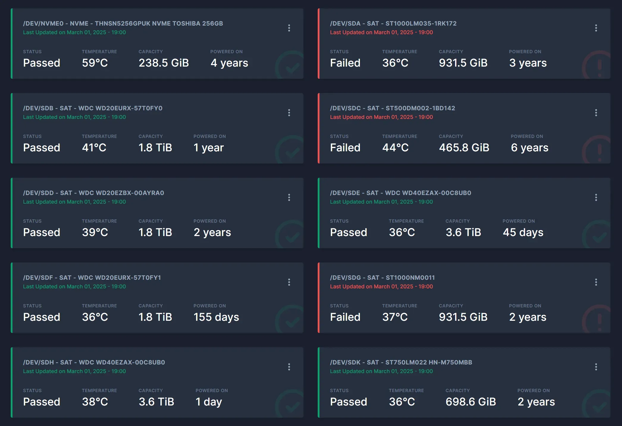 A screenshot of the Scrutiny web-based user interface