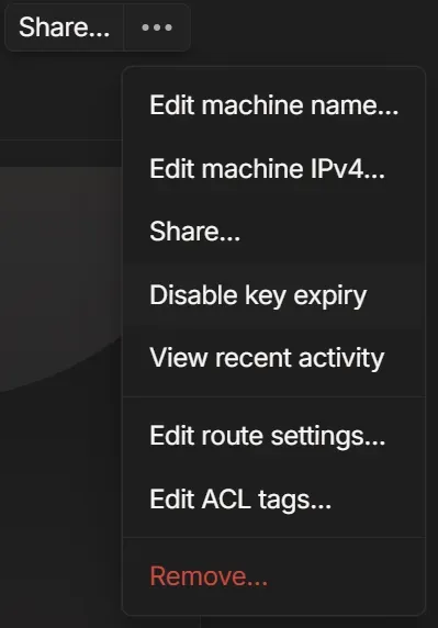 A screenshot of the Tailscale website admin console