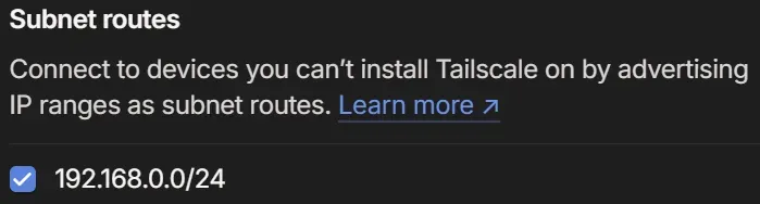 A screenshot of the Tailscale web-based admin console interface