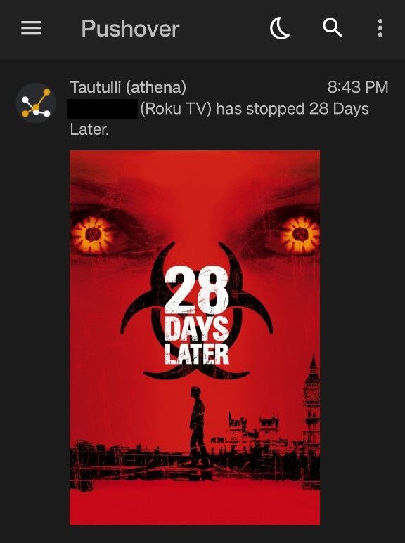 Tautulli push notification with Pushover.